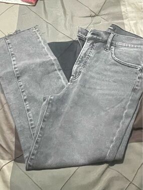 Express Washed Gray High-Rise Straight Jeans
